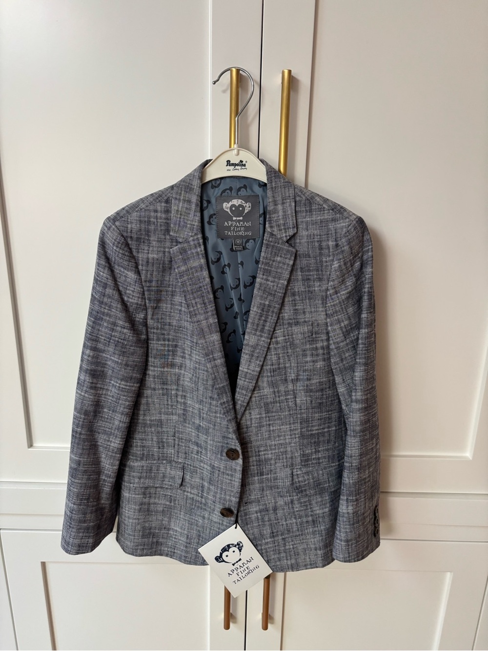 Appaman Gray Plaid Notch Lapel Blazer